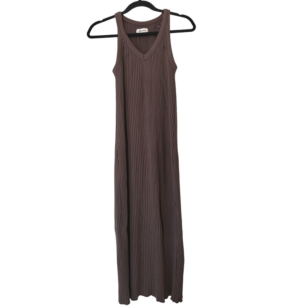 Rowan Deluth V Neck Rib Tank Dress Mountain Ridge Midi Women's M EUC - Picture 2 of 6